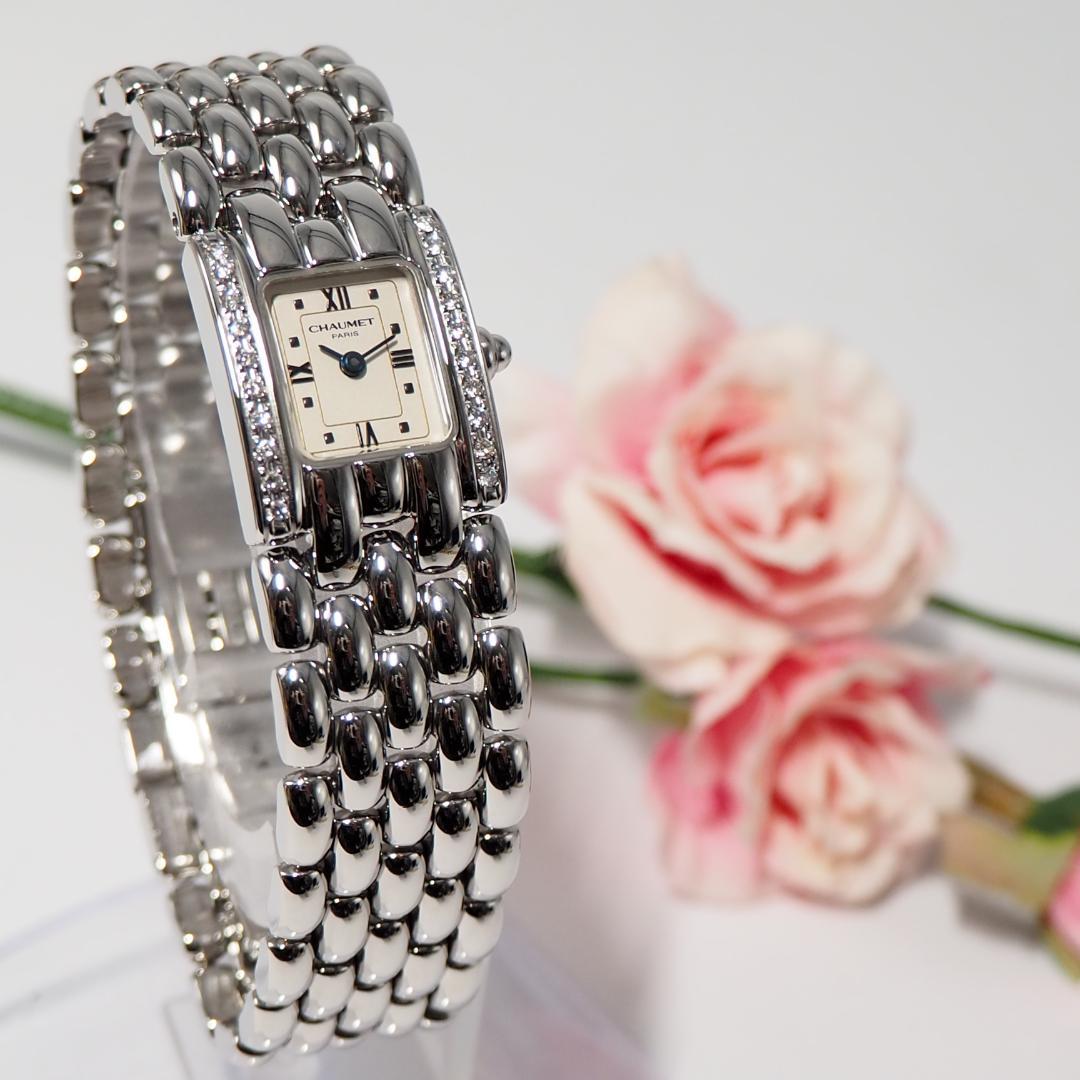 美品 ショーメ CHAUMET ケイシス スクエア ダイヤベゼル 腕時計 576