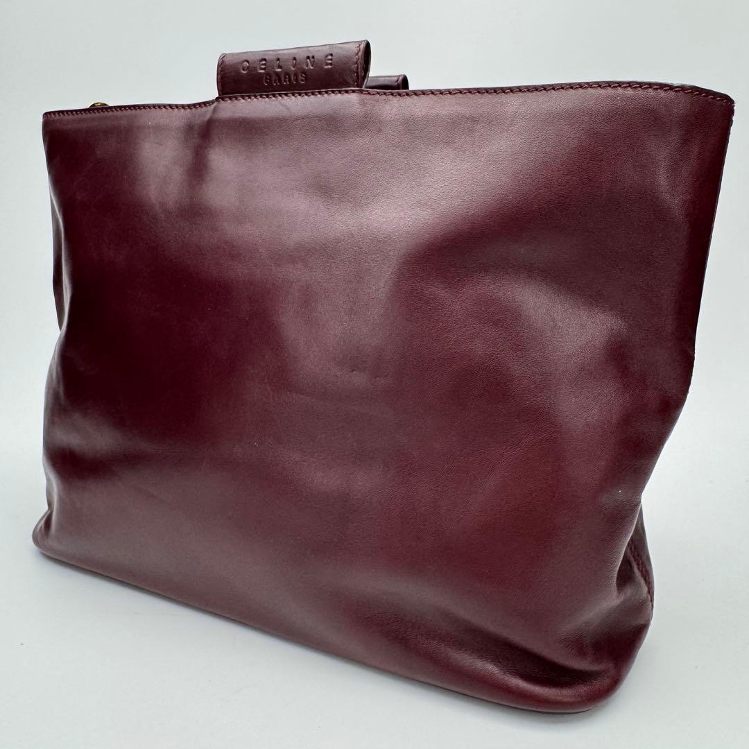 セリーヌ レザー カーフ ショルダーバッグ 斜めがけ A4可 ボルドー