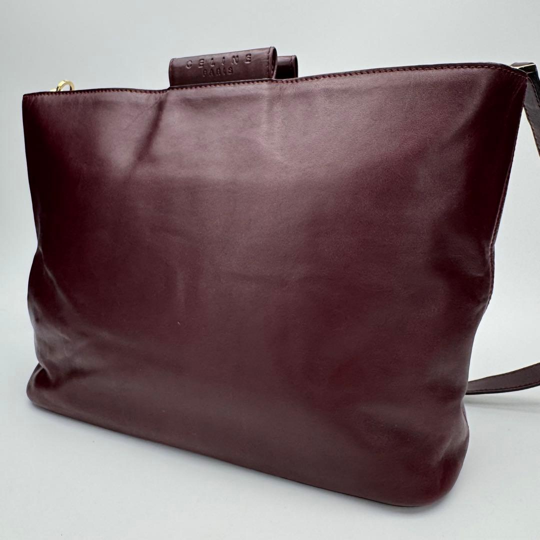 セリーヌ レザー カーフ ショルダーバッグ 斜めがけ A4可 ボルドー