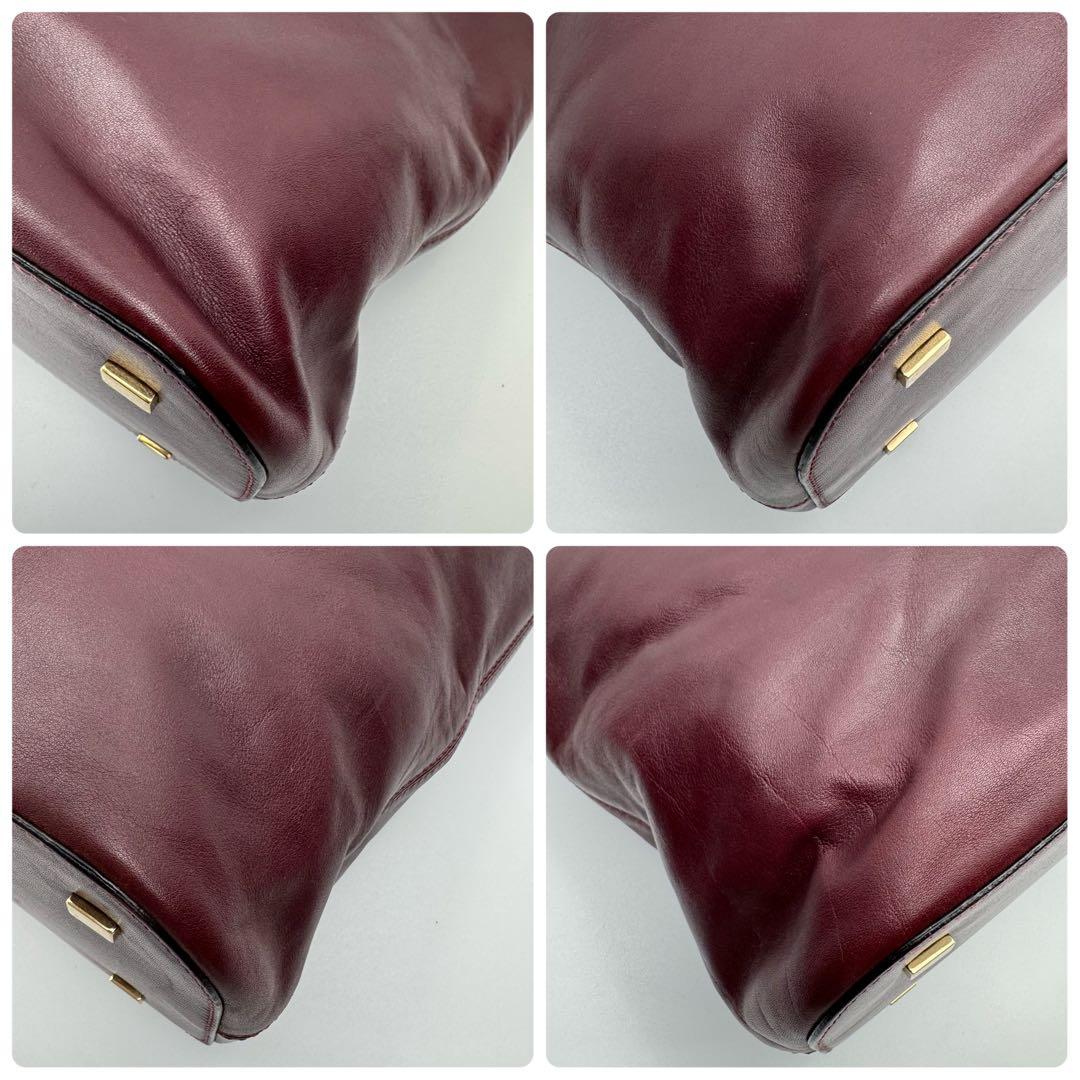 セリーヌ レザー カーフ ショルダーバッグ 斜めがけ A4可 ボルドー