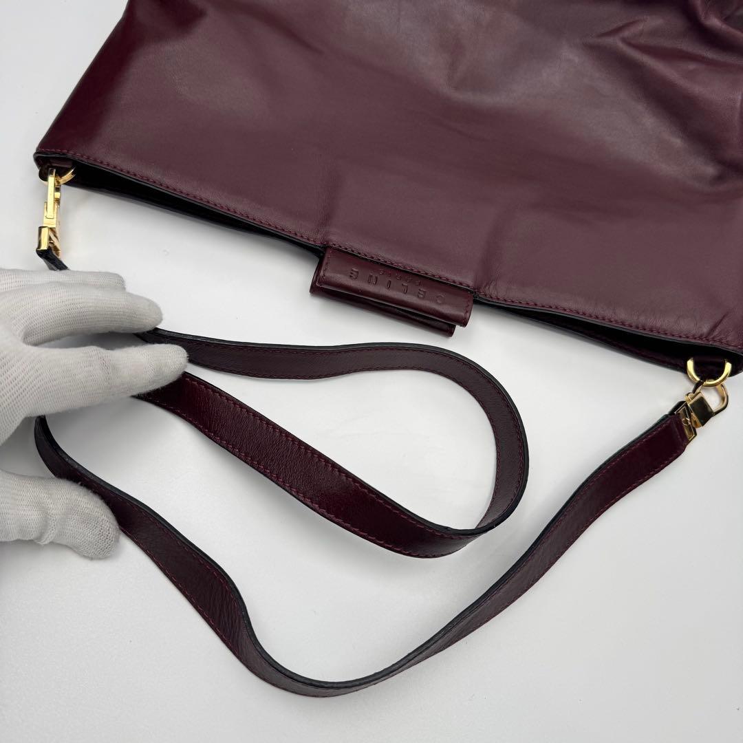 セリーヌ レザー カーフ ショルダーバッグ 斜めがけ A4可 ボルドー