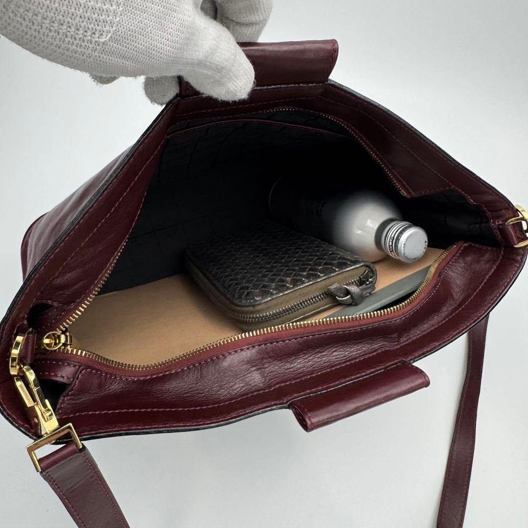 セリーヌ レザー カーフ ショルダーバッグ 斜めがけ A4可 ボルドー