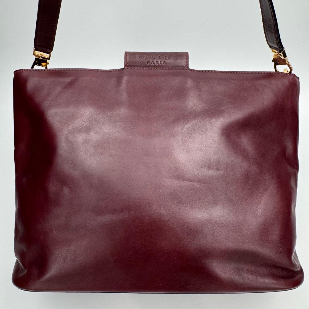 セリーヌ レザー カーフ ショルダーバッグ 斜めがけ A4可 ボルドー