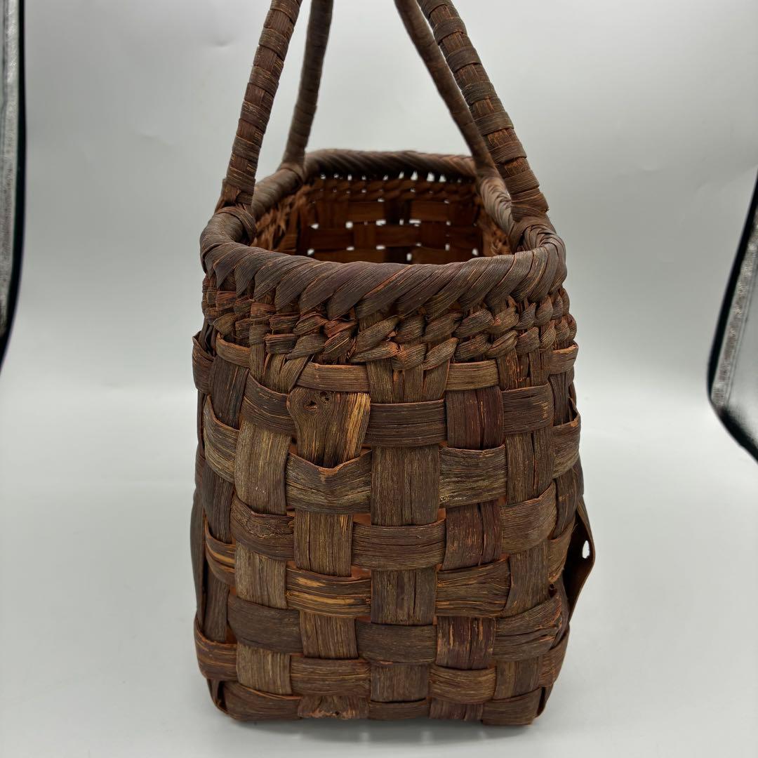 美品】山葡萄　カゴバッグ　トートバッグ　編み込み　やたら編み　国産