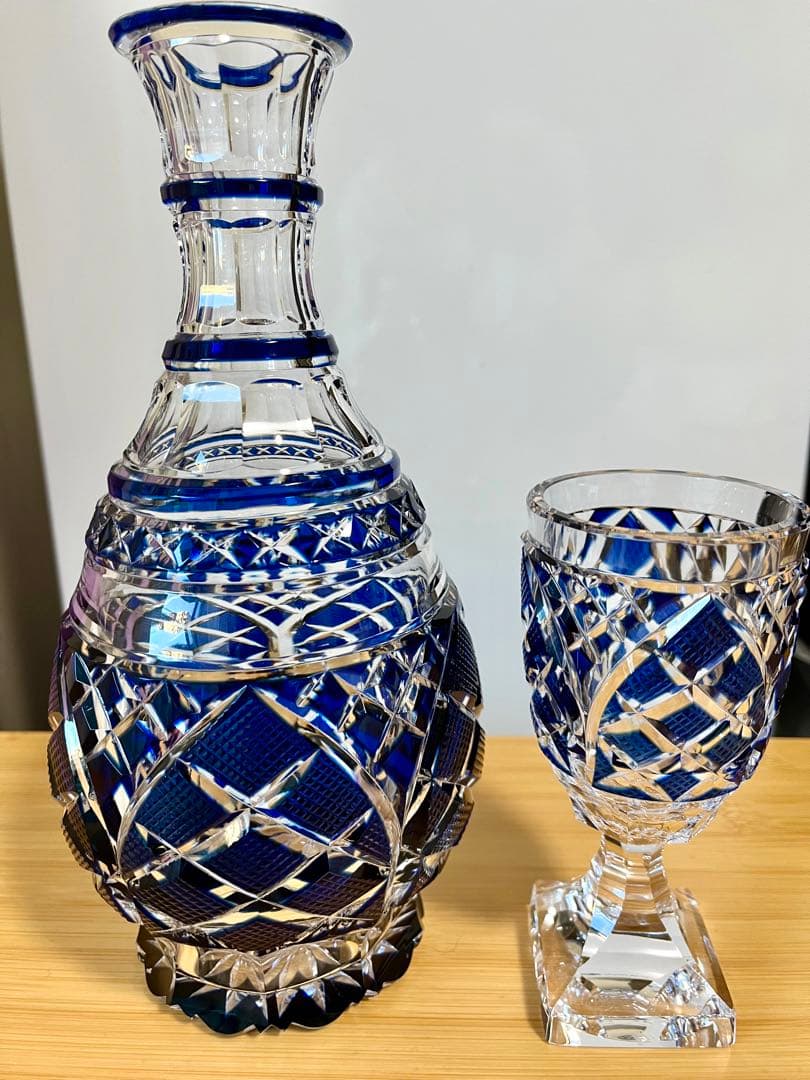江戸切子　デカンタ　脚付杯 セット 根本幸雄 作