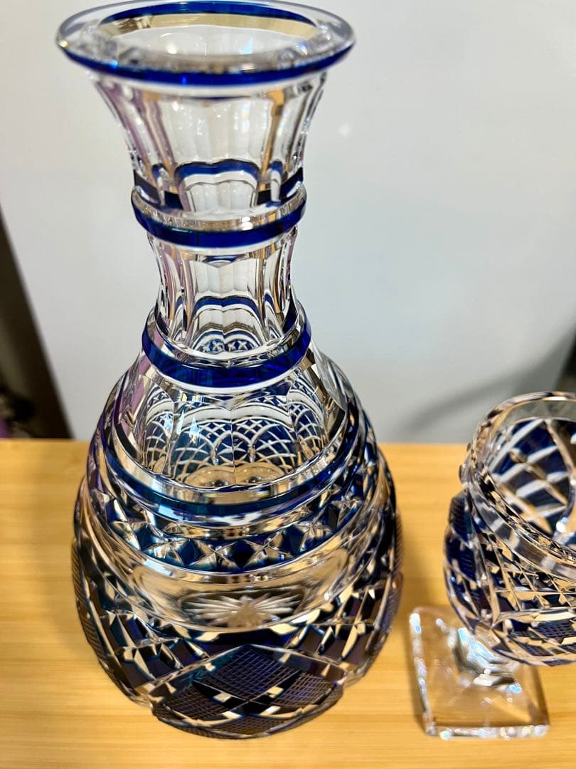 江戸切子　デカンタ　脚付杯 セット 根本幸雄 作