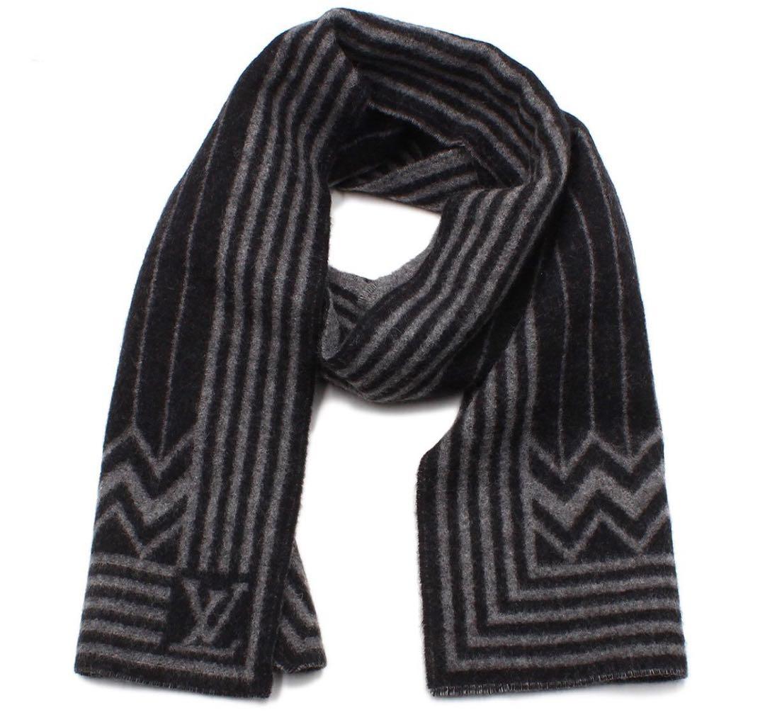 H2604 未使用 ルイヴィトン ウール カシミヤ ストライプ マフラー