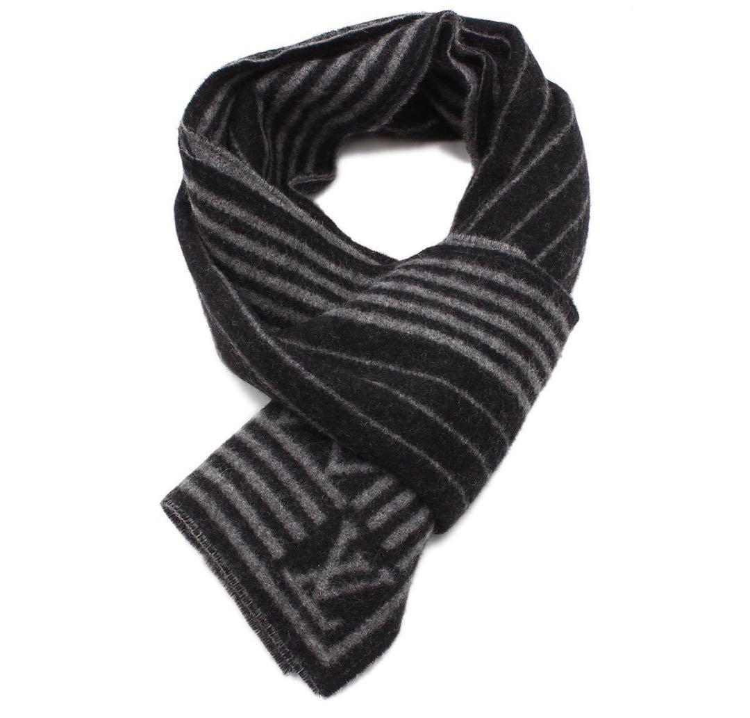 H2604 未使用 ルイヴィトン ウール カシミヤ ストライプ マフラー