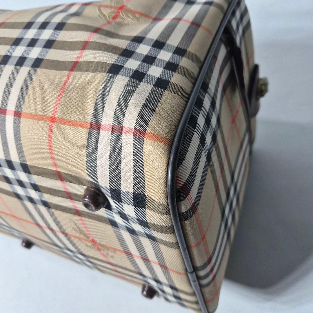 バーバリー ボストンバッグ ノバチェック 鍵付き