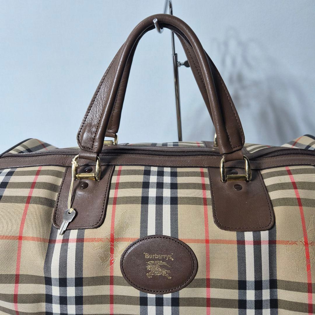 バーバリー ボストンバッグ ノバチェック 鍵付き