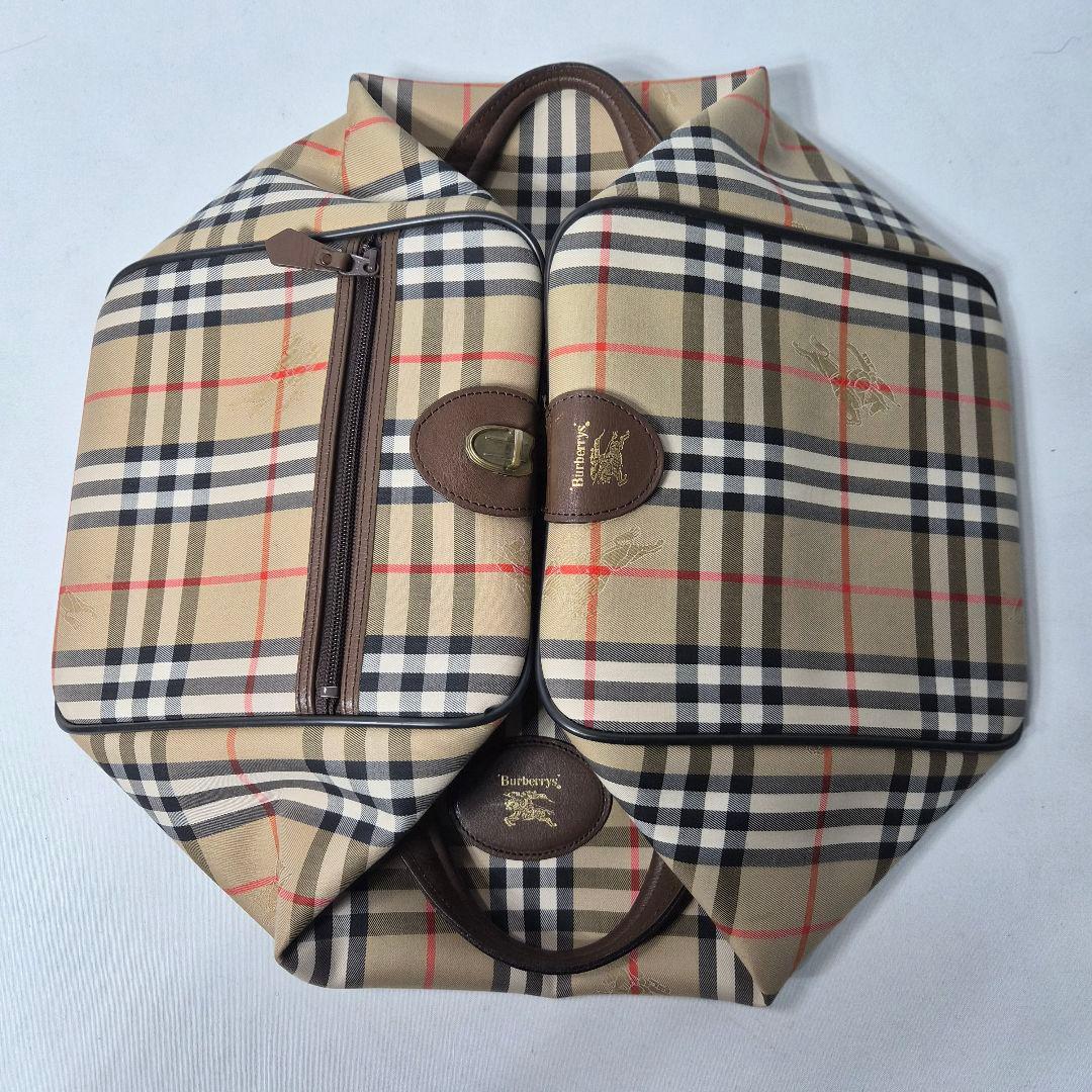バーバリー ボストンバッグ ノバチェック 鍵付き