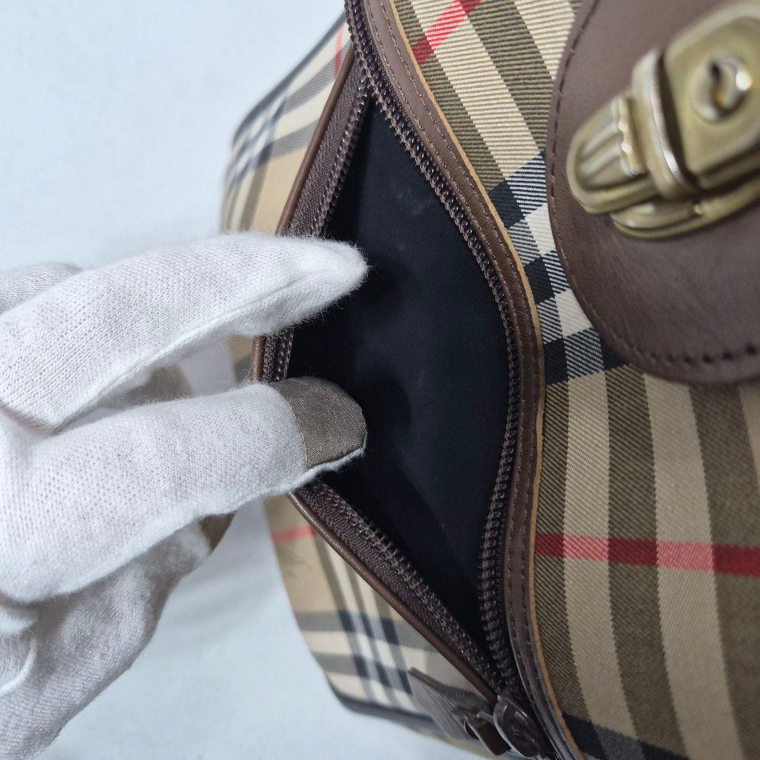 バーバリー ボストンバッグ ノバチェック 鍵付き