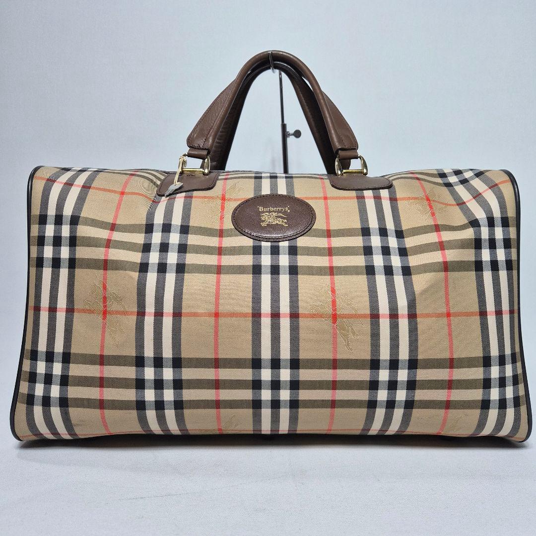 バーバリー ボストンバッグ ノバチェック 鍵付き