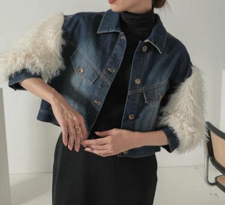 新品タグ付き♡ミーアアステリズム ファースリーブGジャン