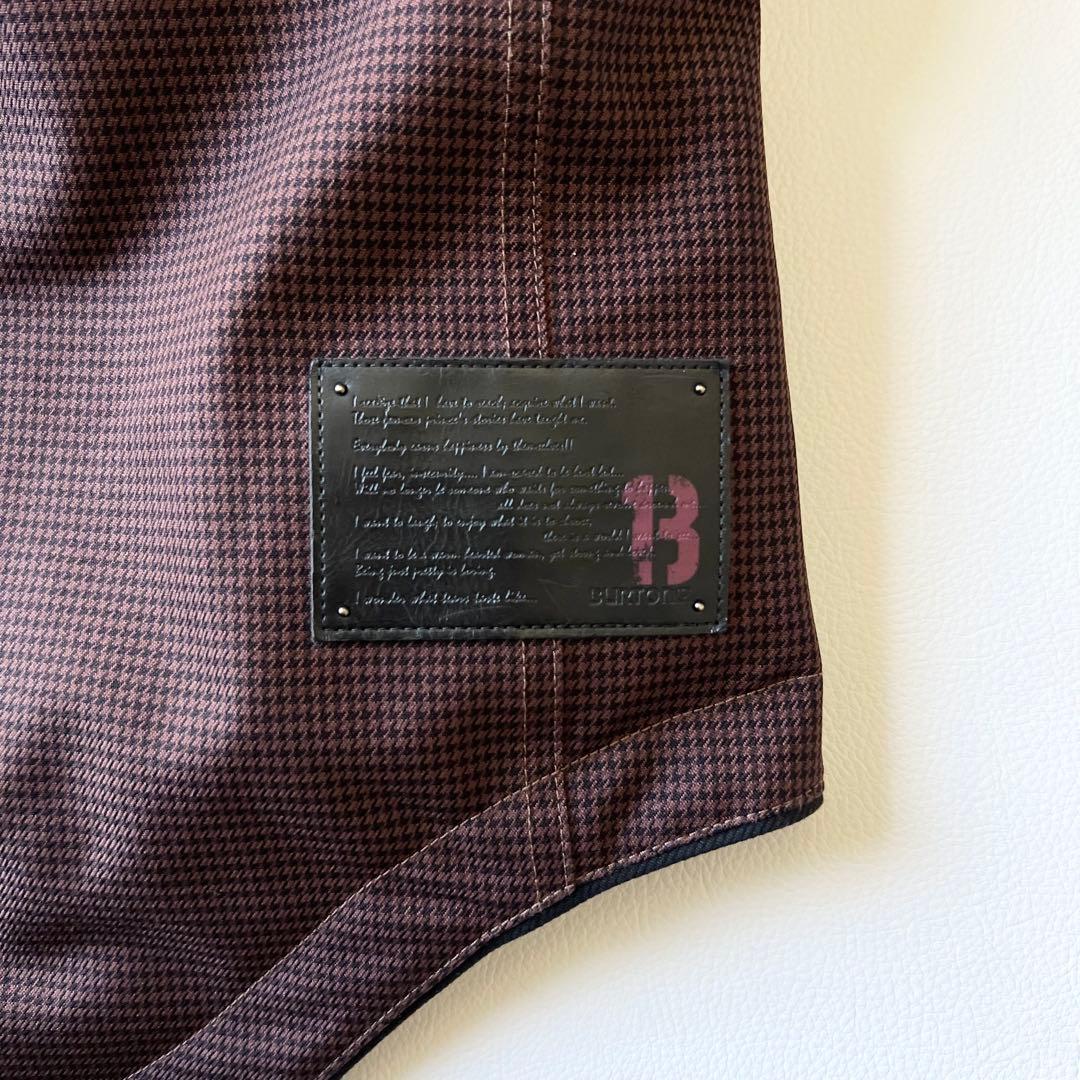 3267【美品】バートン　ジャケット ファー付き 千鳥格子　S ブラウン