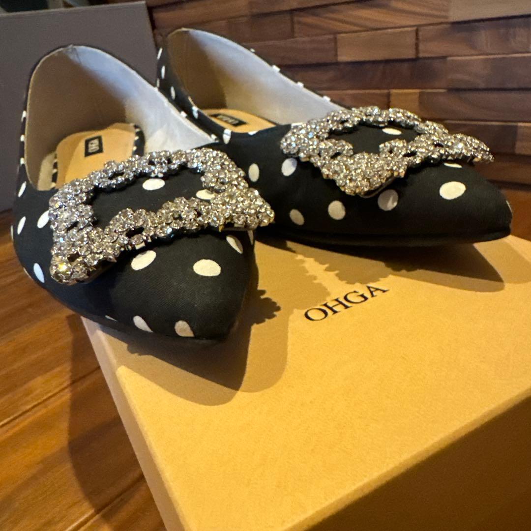 OHGA ビジュー付きフラットシューズ 23.5cm