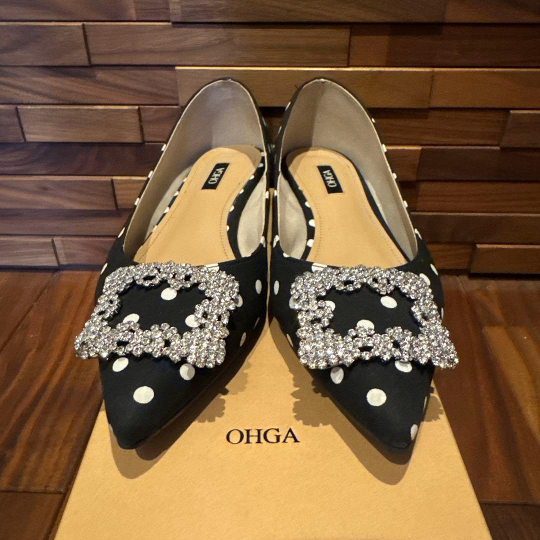 OHGA ビジュー付きフラットシューズ 23.5cm