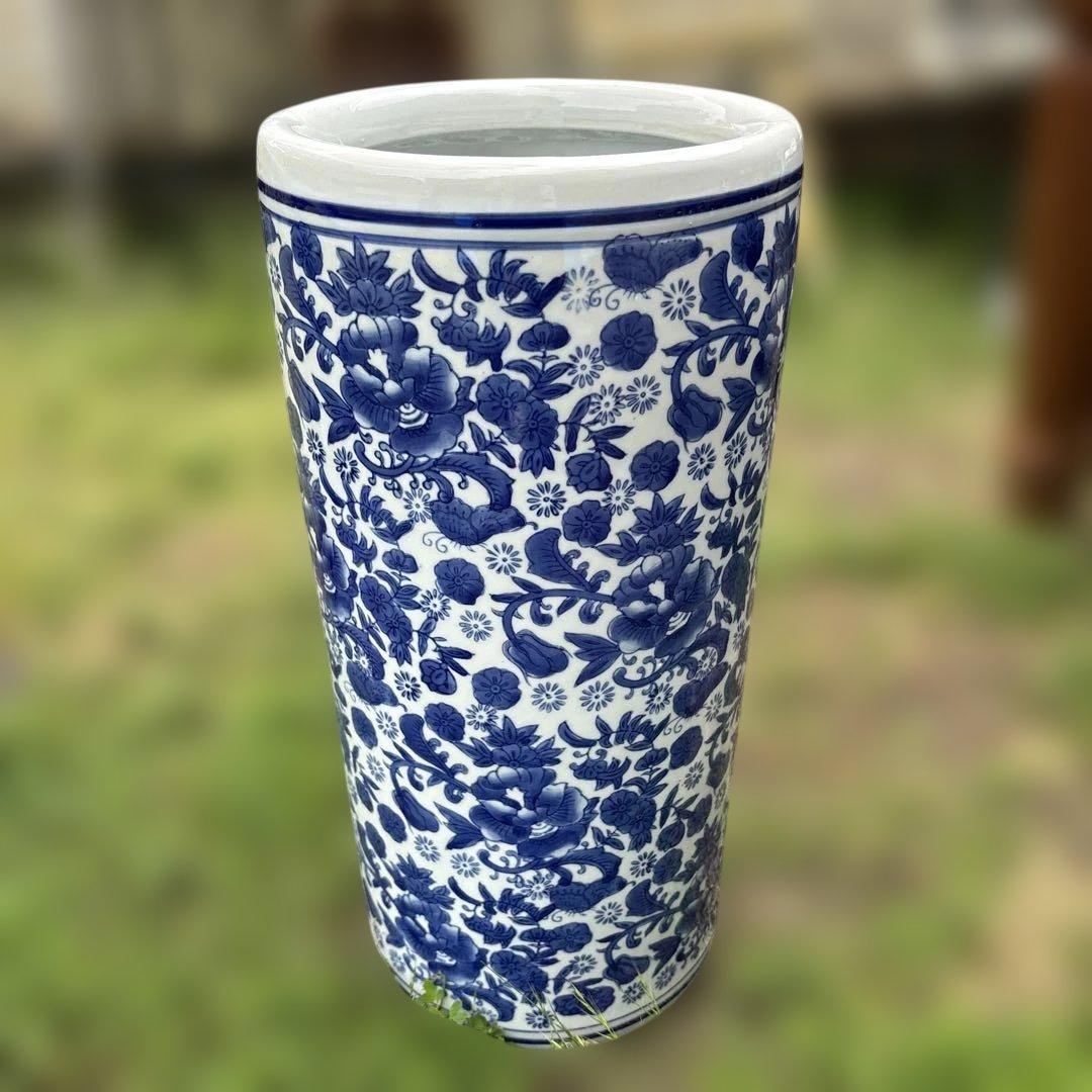 花柄 陶器製　傘立て