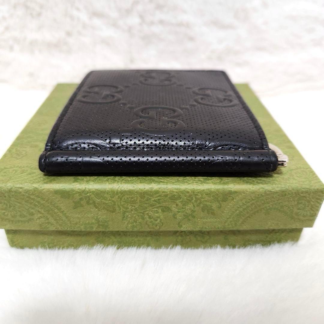 ✨未使用級　付属品完備✨グッチ　マネークリップ　エンボスレザー　ブラック　黒