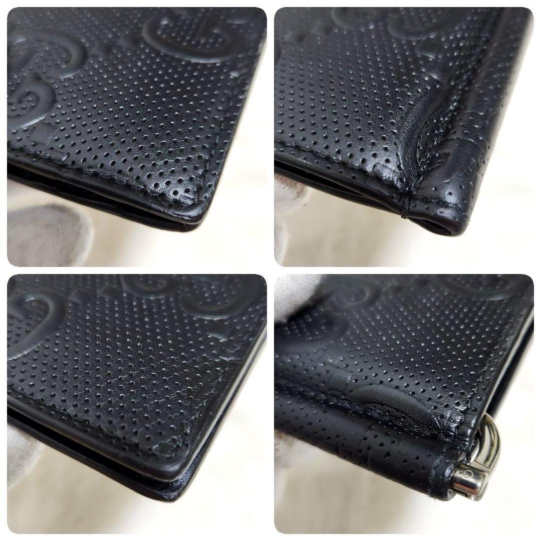 ✨未使用級　付属品完備✨グッチ　マネークリップ　エンボスレザー　ブラック　黒