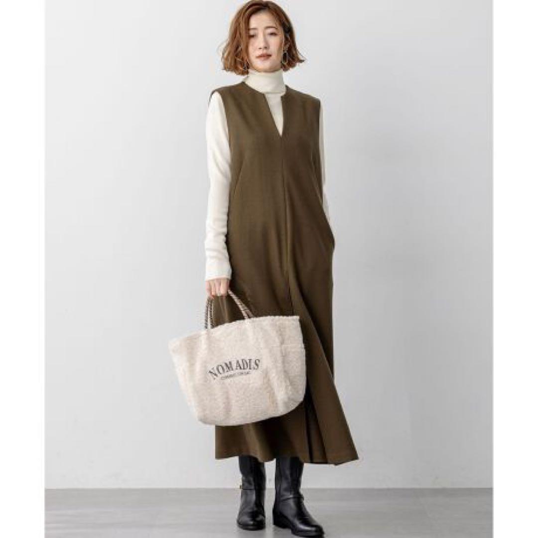 23区S【現行品】ウールミルドジャージー ボックスタック ジャンパースカート