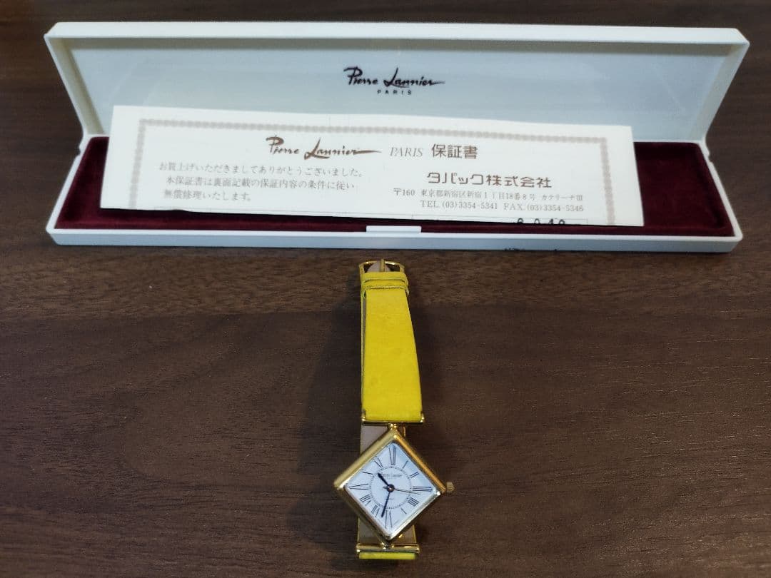 ●ピエールラニエ 腕時計 時計 クォーツ スクエア ひし形 ゴールド イエロー