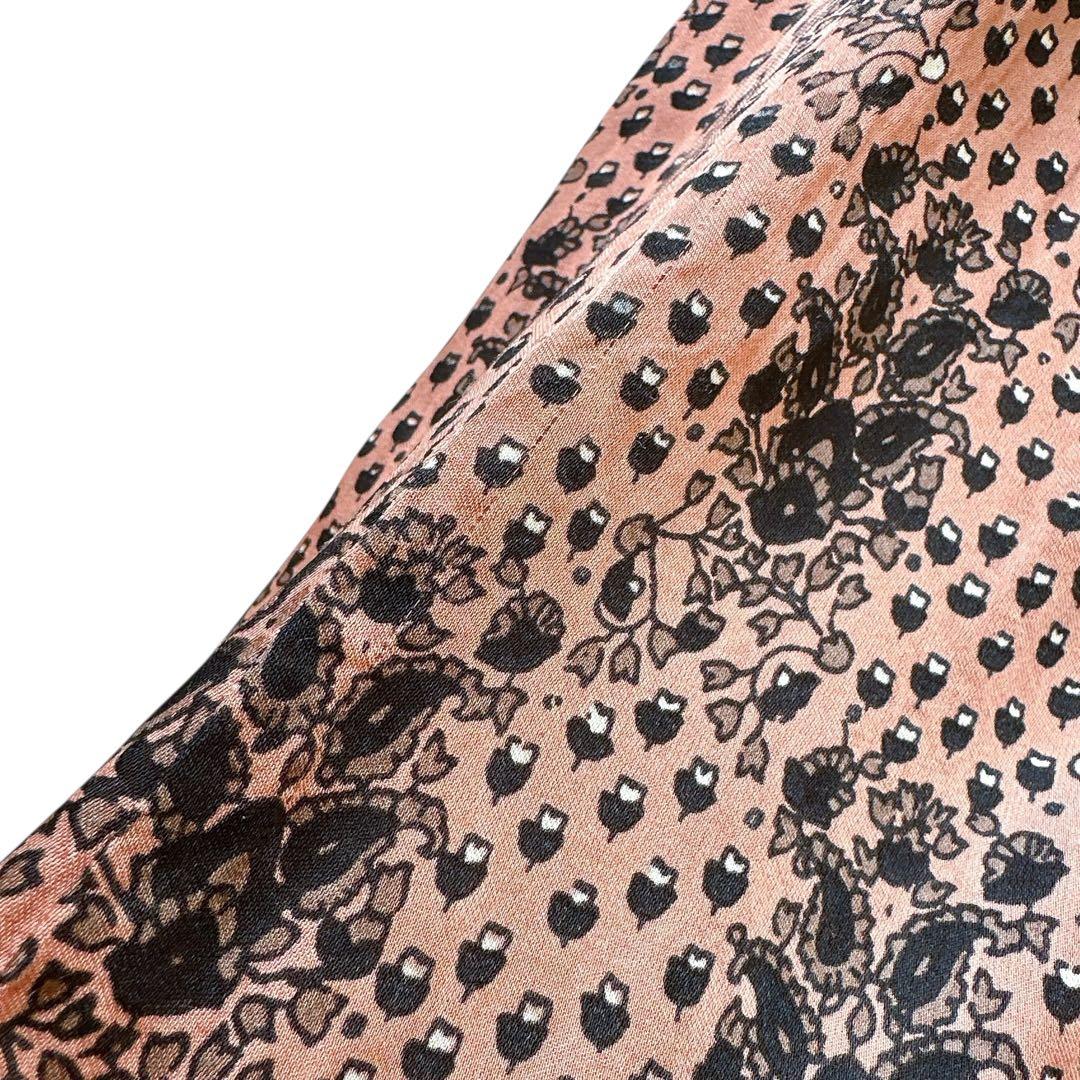 ヌキテパ キルティング切替 フラワー柄ロングワンピース タッセル付