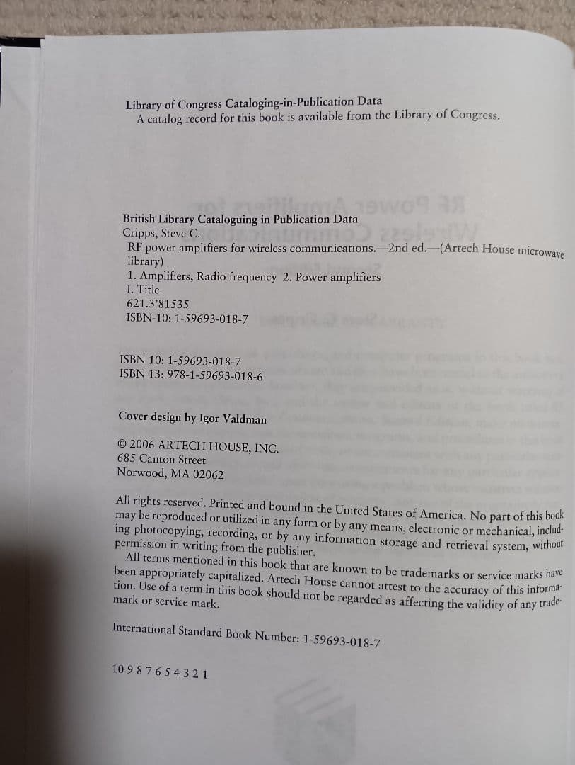 洋書 RF Power Amplifiers for Wireless Commun-