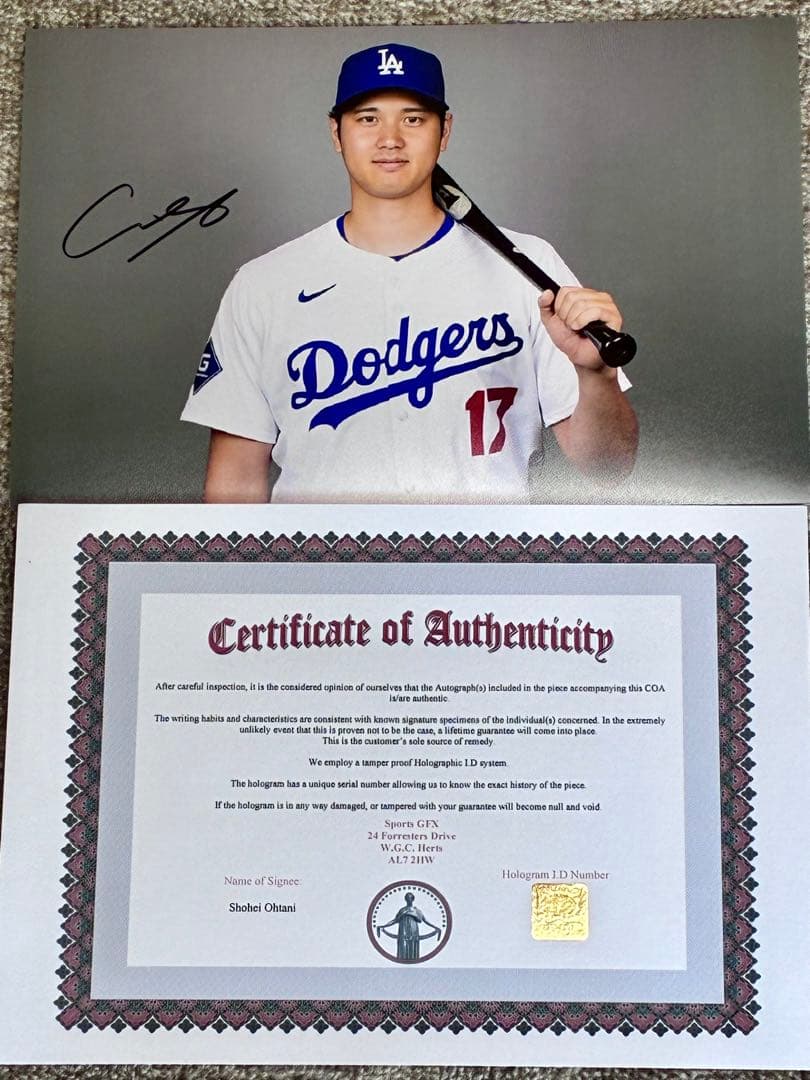 SALE！新品未使用！大谷翔平　　　　直筆サイン入フォト保証書付