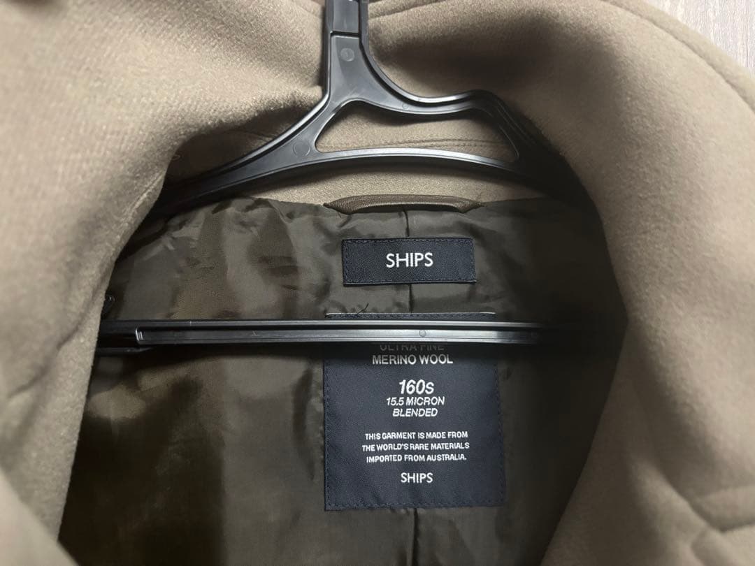 最終値下ships シングルピーコートLサイズ　スーパー160'S