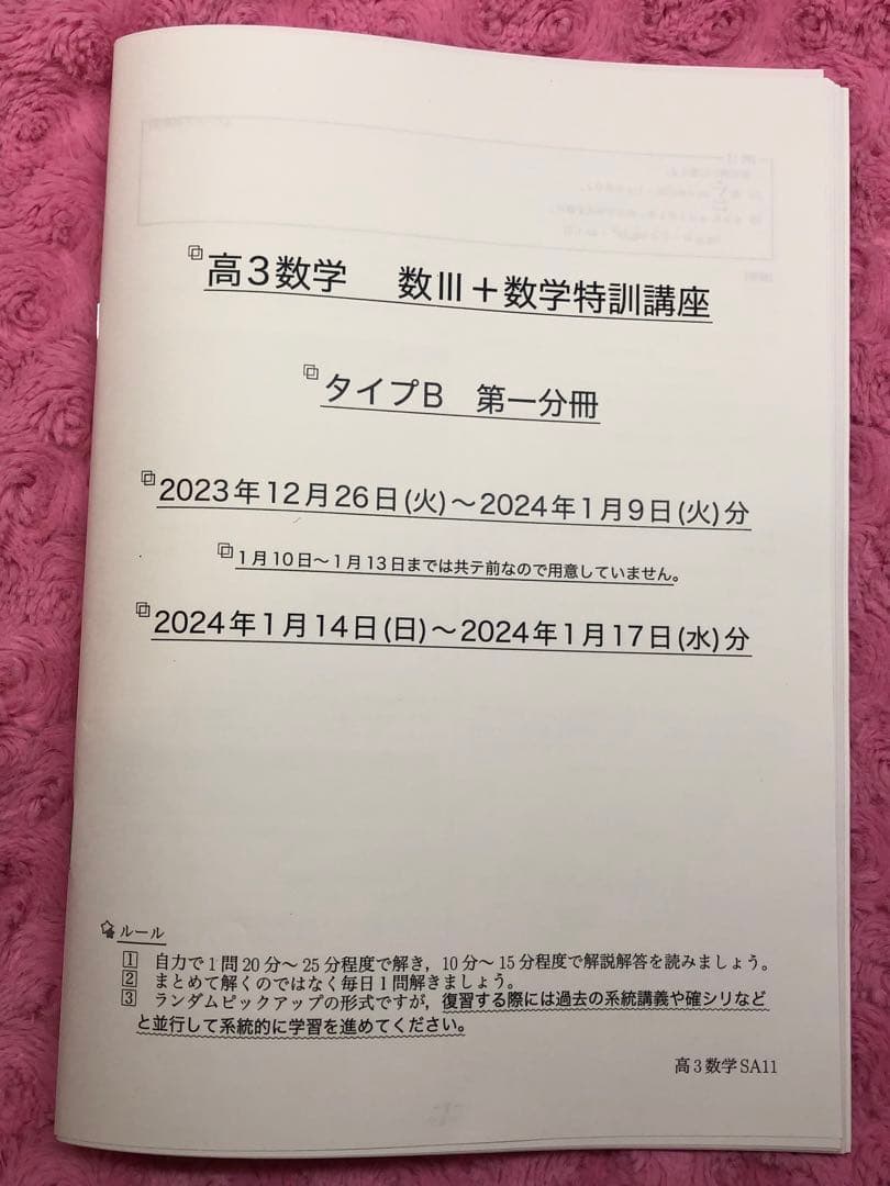 鉄緑会　高3数学 数III 数学特訓講座 4冊　SAクラス