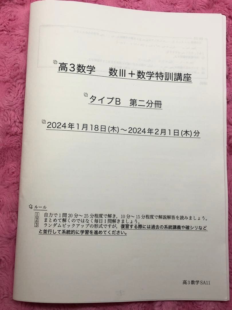 鉄緑会　高3数学 数III 数学特訓講座 4冊　SAクラス
