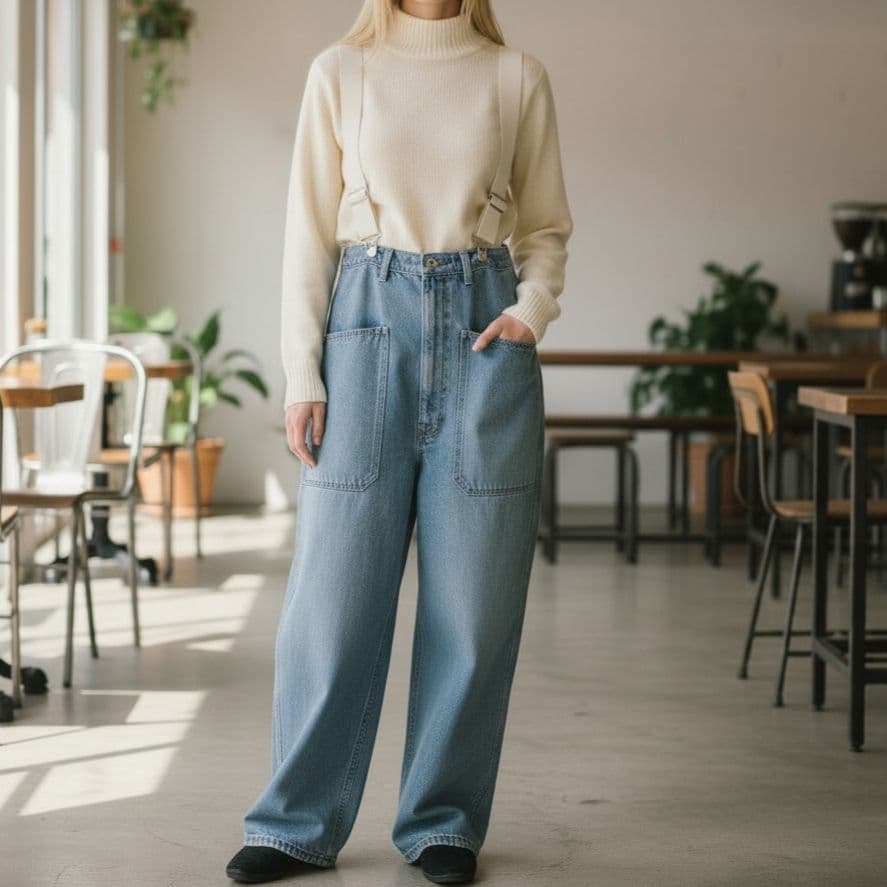 JOHNBULL　10.5オンス デニムオーバーサスペンダーパンツ　S