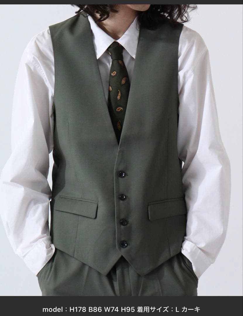 カーキ スーツセット LLサイズ ベスト付き