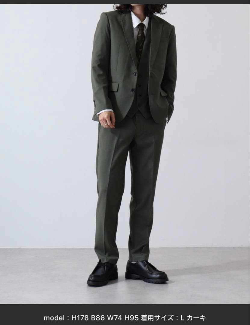 カーキ スーツセット LLサイズ ベスト付き