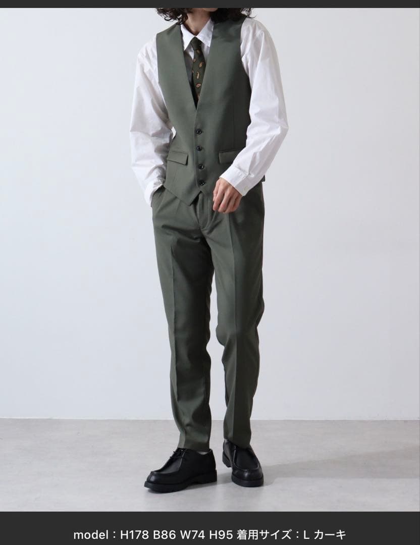カーキ スーツセット LLサイズ ベスト付き