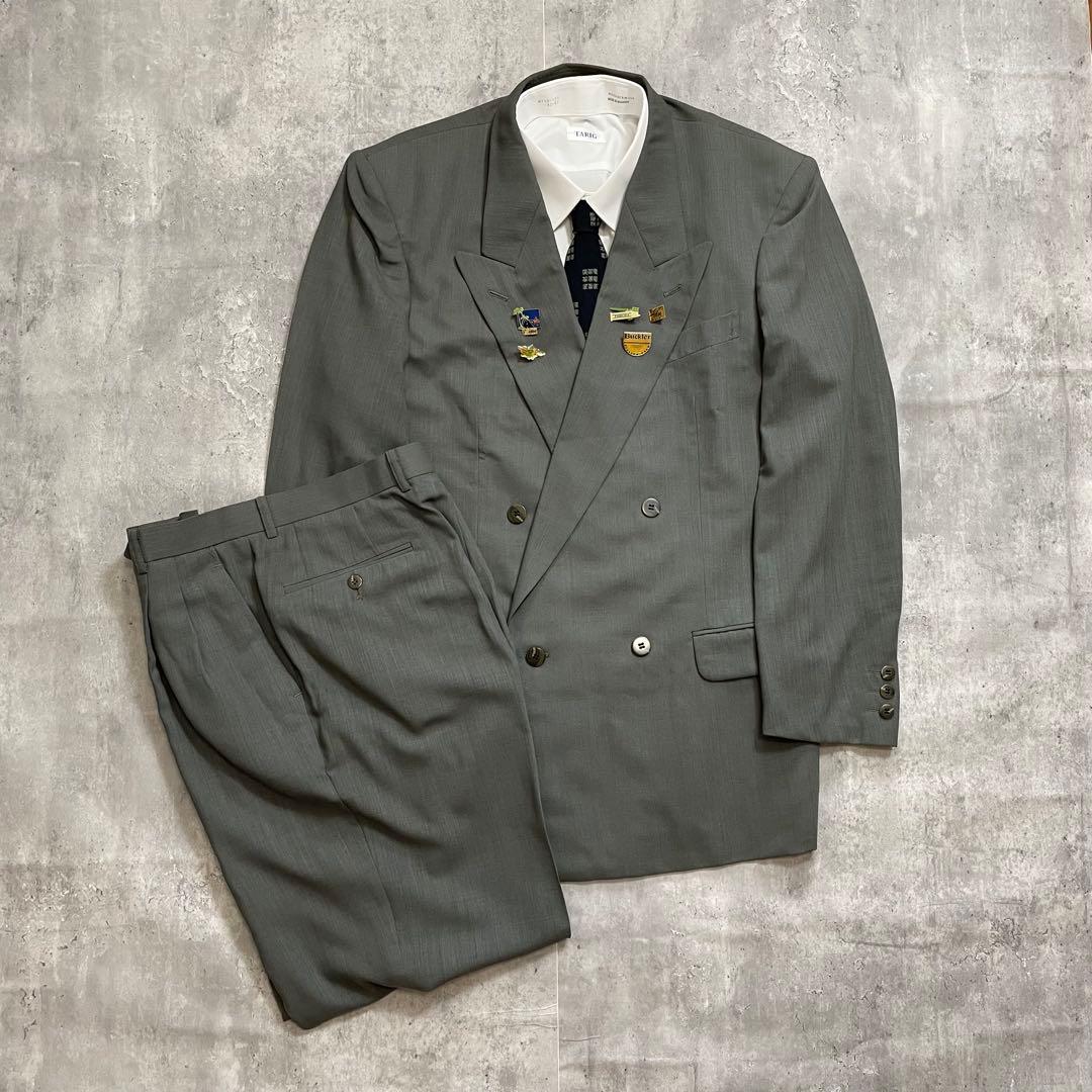 5点セット✨ アルマーニ セットアップ ダブル ピンズ ネクタイシャツ 緑 XL