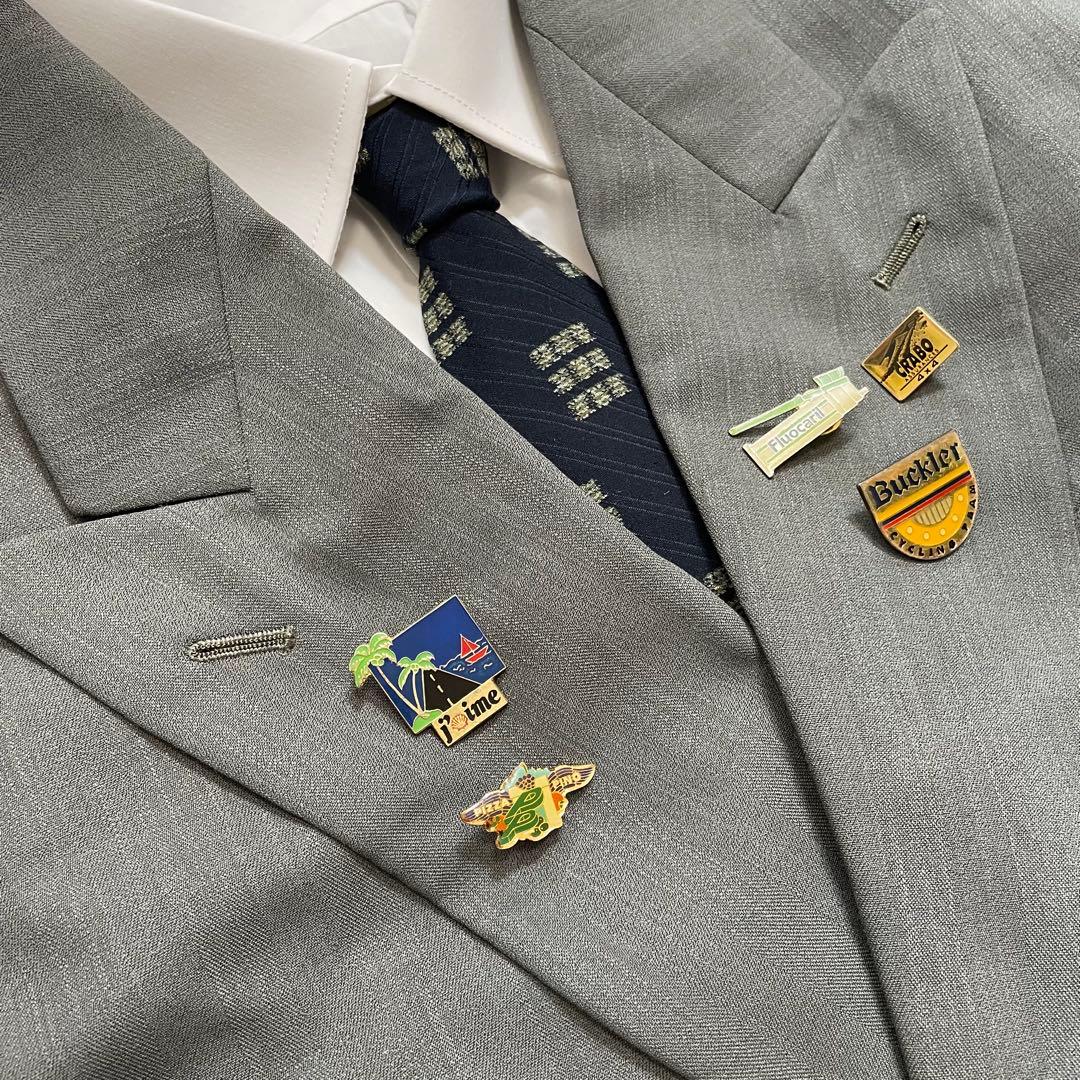 5点セット✨ アルマーニ セットアップ ダブル ピンズ ネクタイシャツ 緑 XL