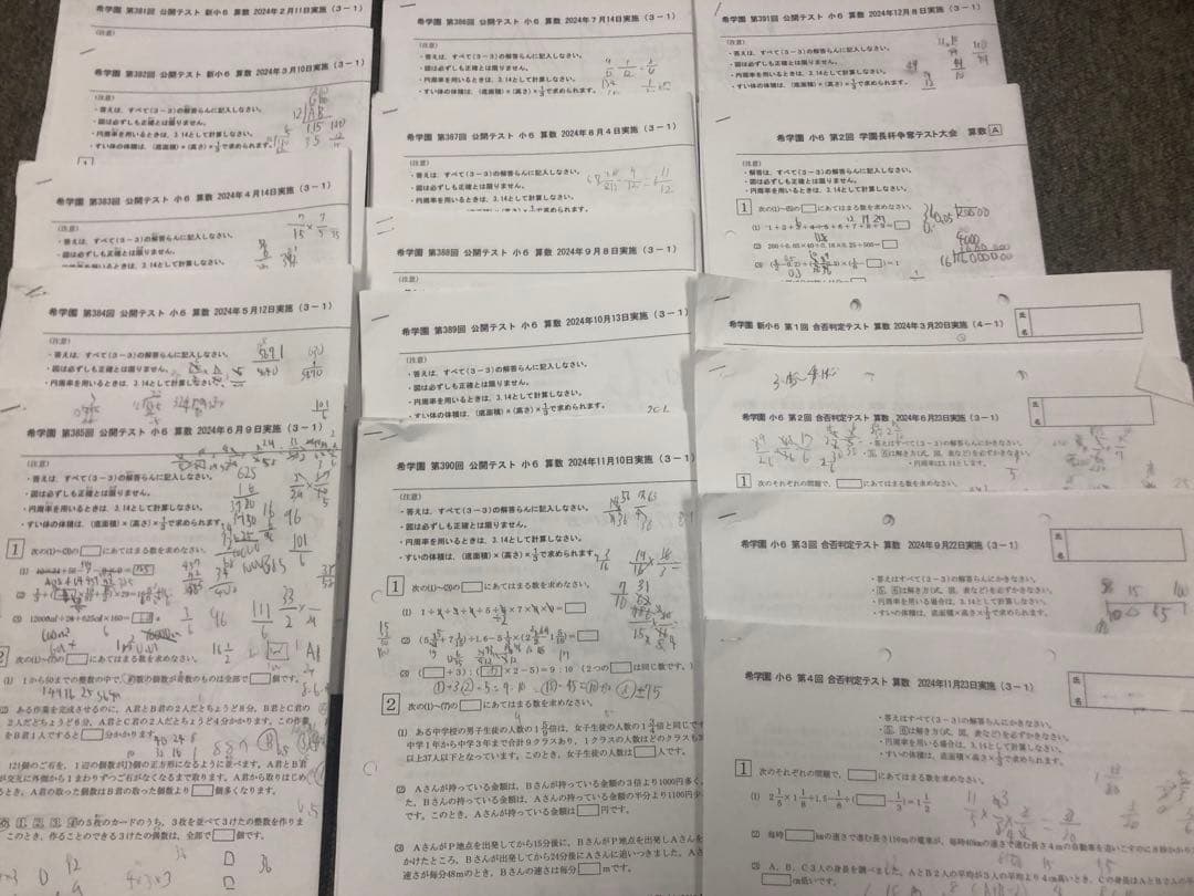 希学園小6 公開テスト/合否判定テスト/　算数のみ　中古２０２４年度版