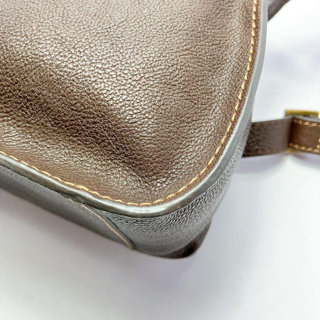 3326◯ ANNASUI ブラウン レザー ショルダーバッグ タグ付き