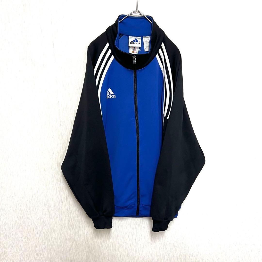 【美品‼️】 90s adidasトラックジャケット あのちゃん L 青 黒 古着