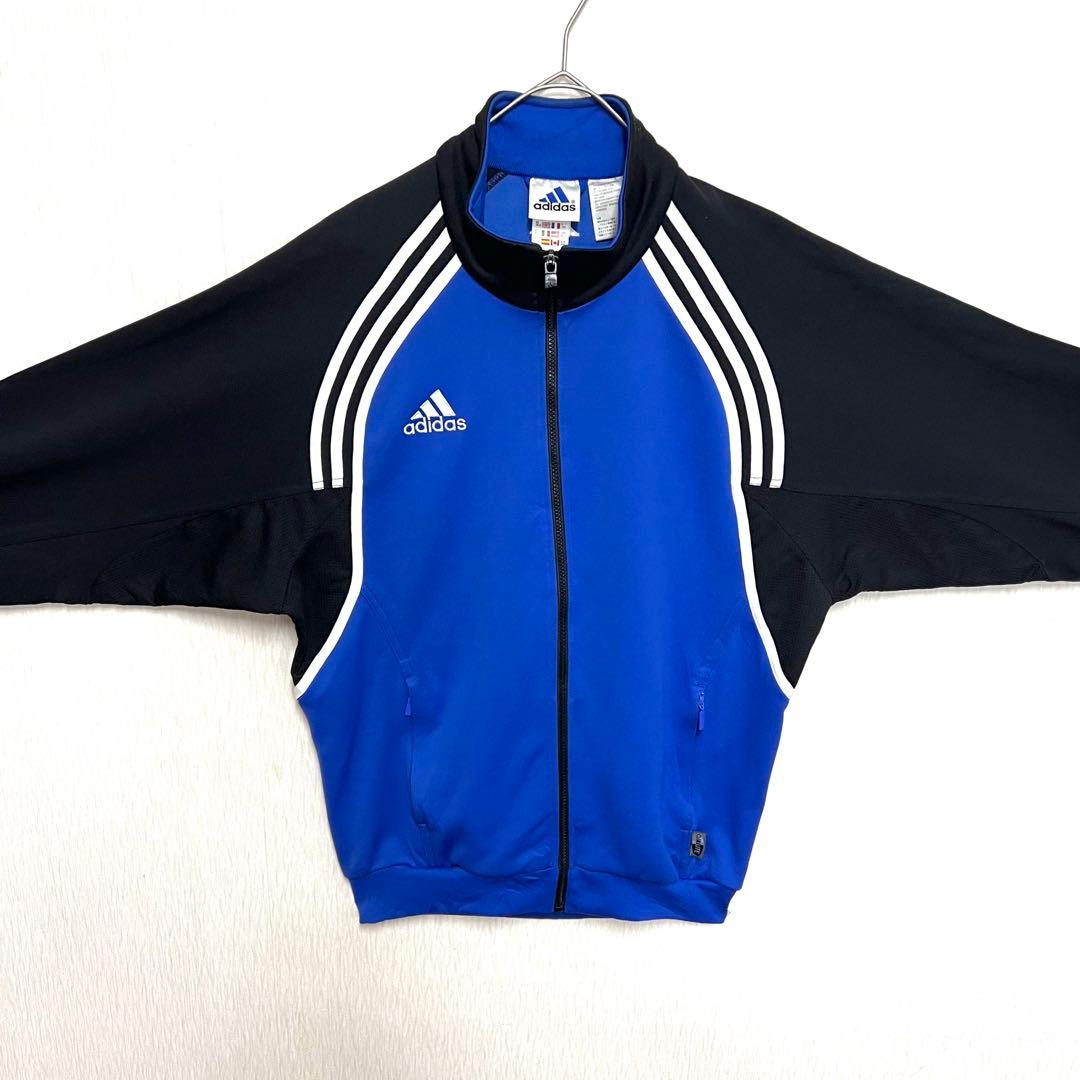 【美品‼️】 90s adidasトラックジャケット あのちゃん L 青 黒 古着