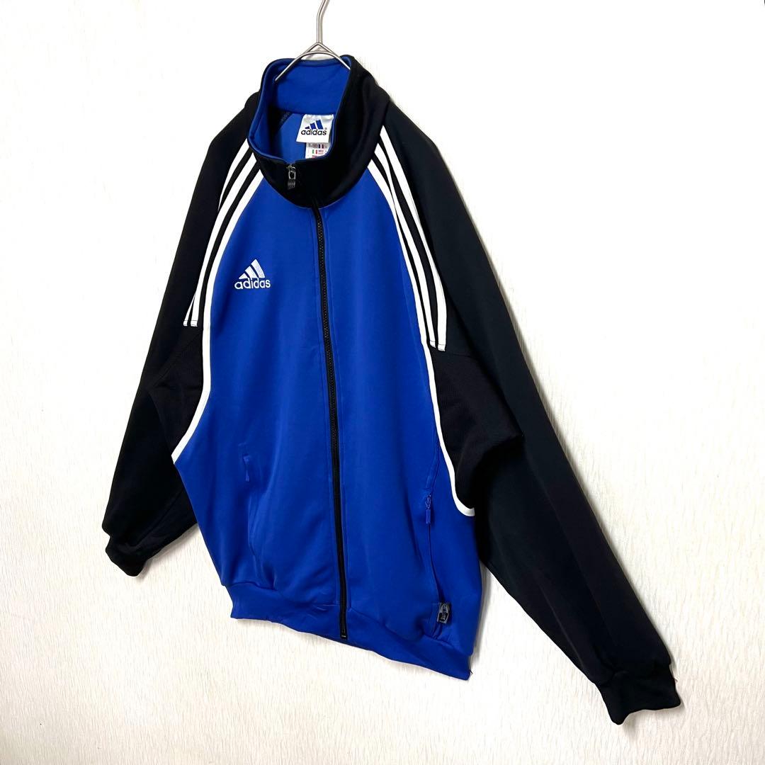 【美品‼️】 90s adidasトラックジャケット あのちゃん L 青 黒 古着