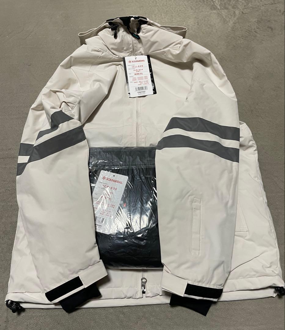 新品　スノーボード　スキーウェア上下セット　ICEPARDAL 未使用品　白　黒