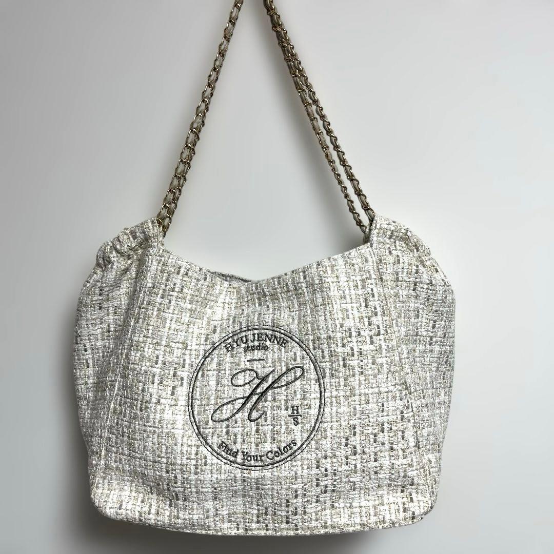 【美品】HYUJENNE ツイードトートバッグ　リパバッグ　クリーム