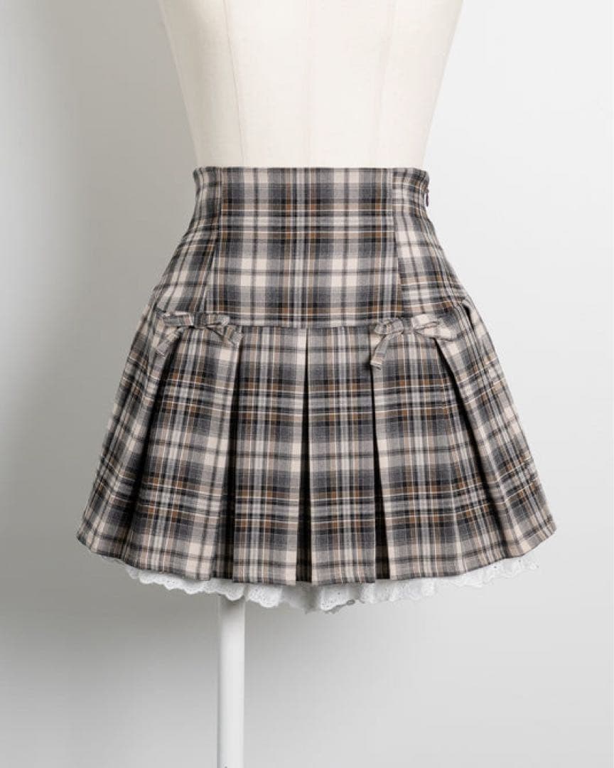 ミニリボンコットンフリルプリーツスカート pium