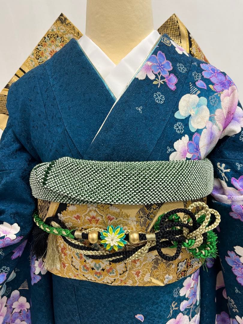 振り袖　フルセット　成人式　長襦袢付　金彩　刺繍　銀通し　ゆったりサイズ　652
