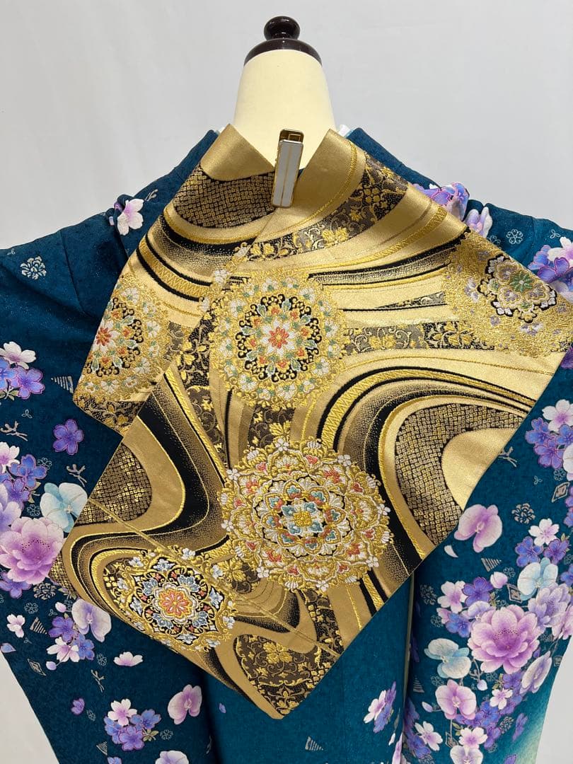 振り袖　フルセット　成人式　長襦袢付　金彩　刺繍　銀通し　ゆったりサイズ　652