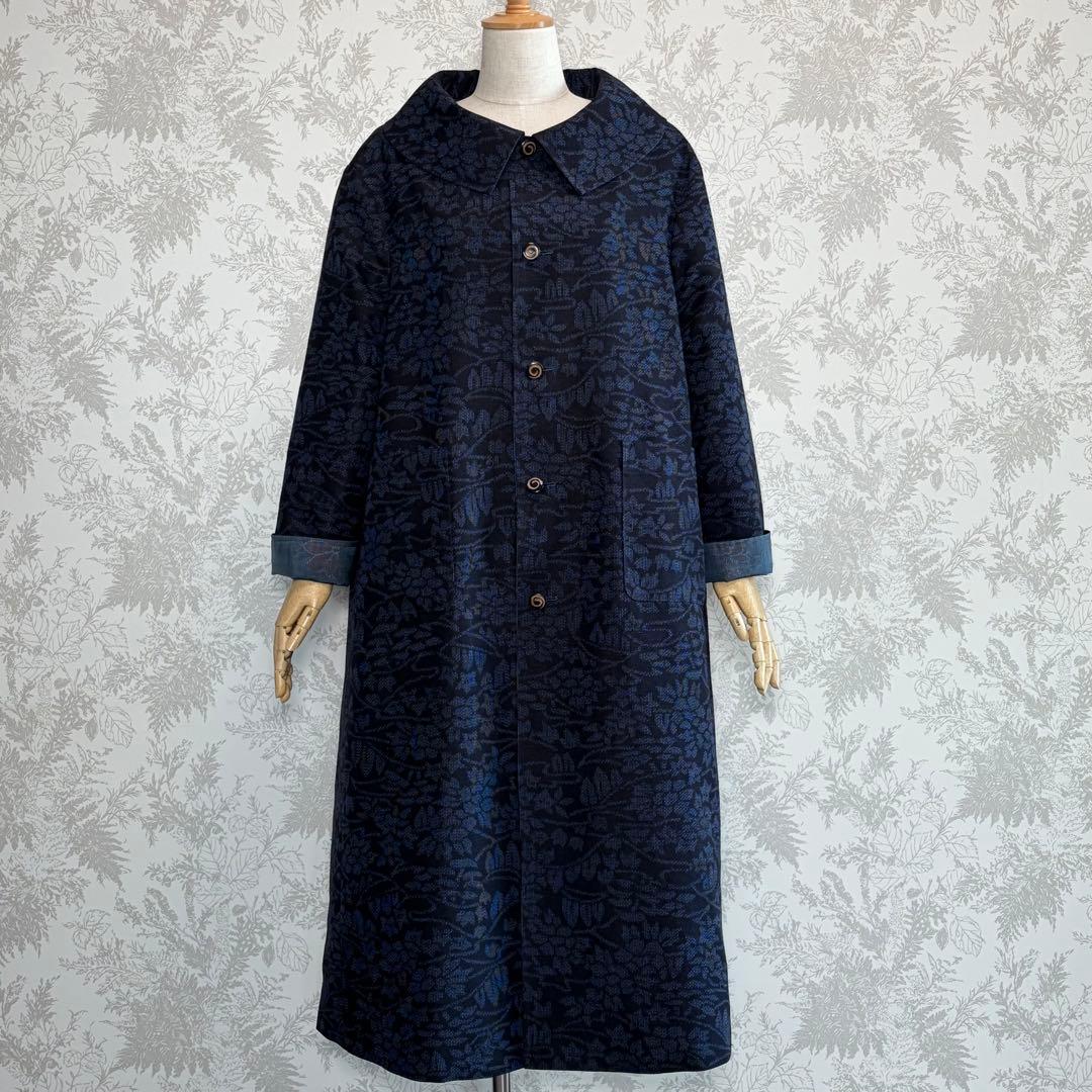 着物リメイク大島紬と上質な紬のリバーシブルコート