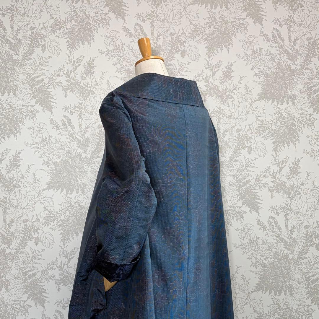 着物リメイク大島紬と上質な紬のリバーシブルコート